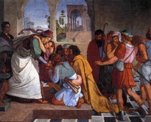 The Recognition of Joseph by his Brothers. Fresco by Peter Cornelius, 1816